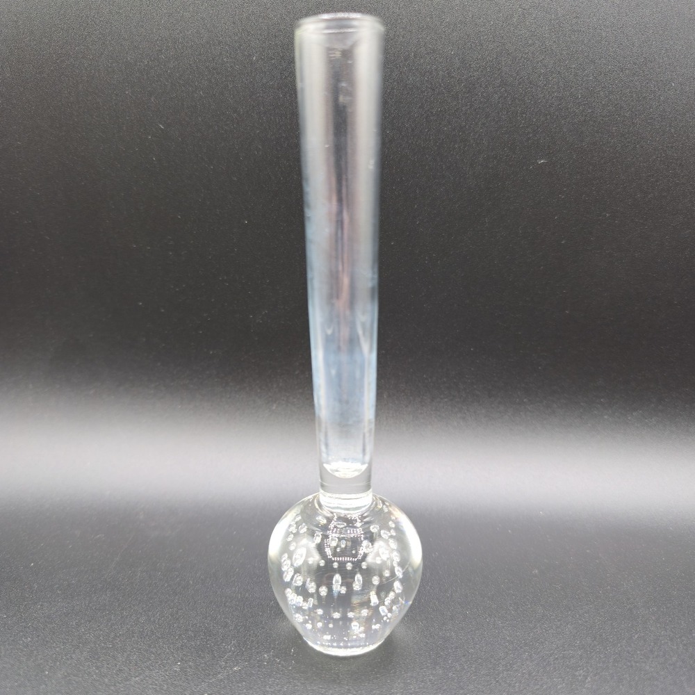 VINTAGE Mid Century Murano Style Hand Blown Art Glass Bubble Bud Vase 6"
